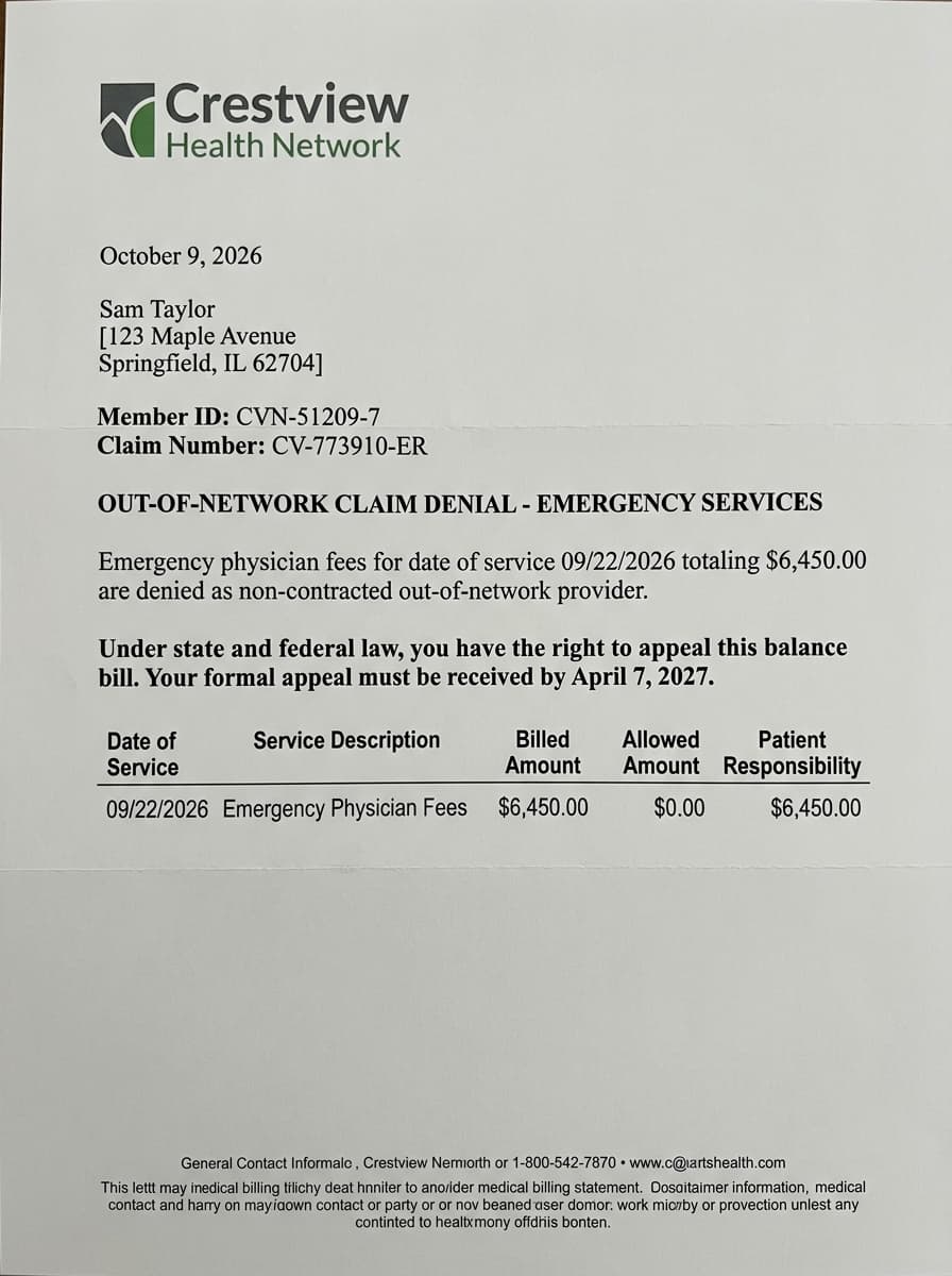 Out-of-Network Surprise Bill